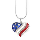 Crystal Diamante LOVE HEART American USA Flag Pendant Patriotic Bib Necklace