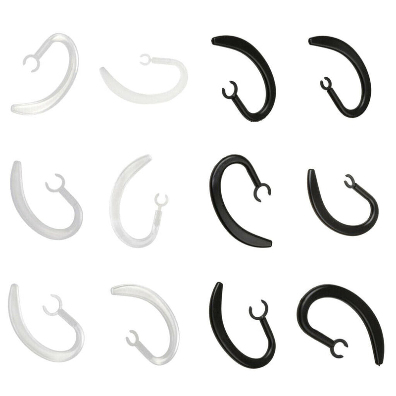 12 Pieces (6-clear/6-black) Earhook Ear Hook Clip Loop Replacement Compatible