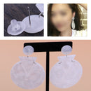 1 Pair European Style Geometric Triangle Round Acrylic Earrings Ear Stud White