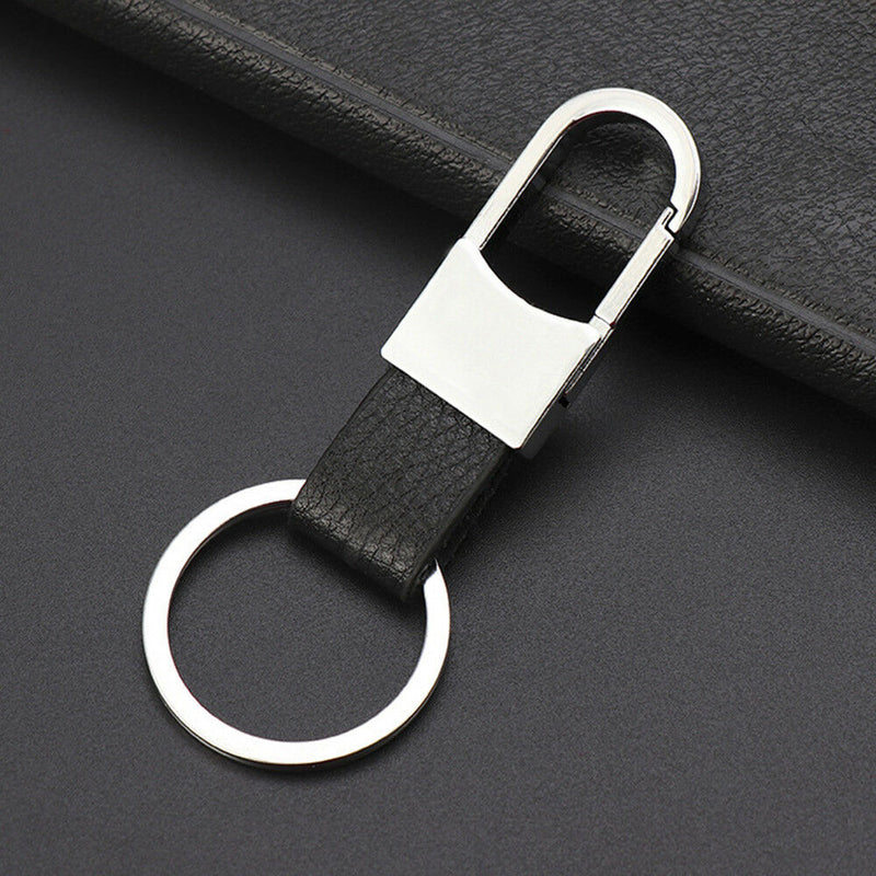 Fashion Men Leather Alloy Metal Keyfob Car Keyring Keychain Key Chain Ring Gift