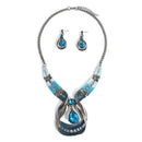 Crystal Choker Luxury Chunky Jewelry Statement Pendant Bib Necklace Earrings Set