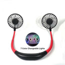 2pcs Portable USB Neckband Dual Cooling Fan Silent Travel Sports Mini Fan