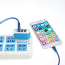 3USB EU Plug LED Mobile Phone Charger Multi-Head Travel Charger(2A)(Blue)