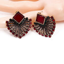 Handmade Crystal Beads Geometric Fan Shaped Dangle Earrings Bohemia Ethnic