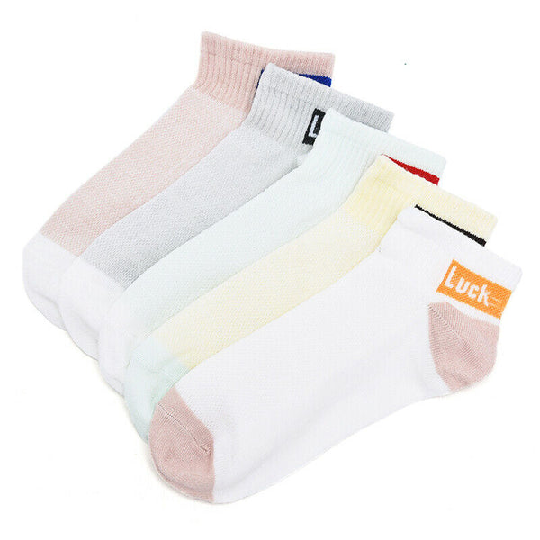 Women Luck English Comfortable Cotton Sock Slippers Short Ankle So- OZ