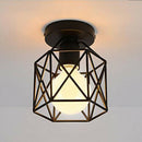 2 Pcs Ceiling Light Industrial Square Cage Metal Iron Retro Chandelier Susp