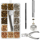 300 Sets Leather Rivets Double Cap Rivet Tubular Metal Studs with Punch Pli C4W9