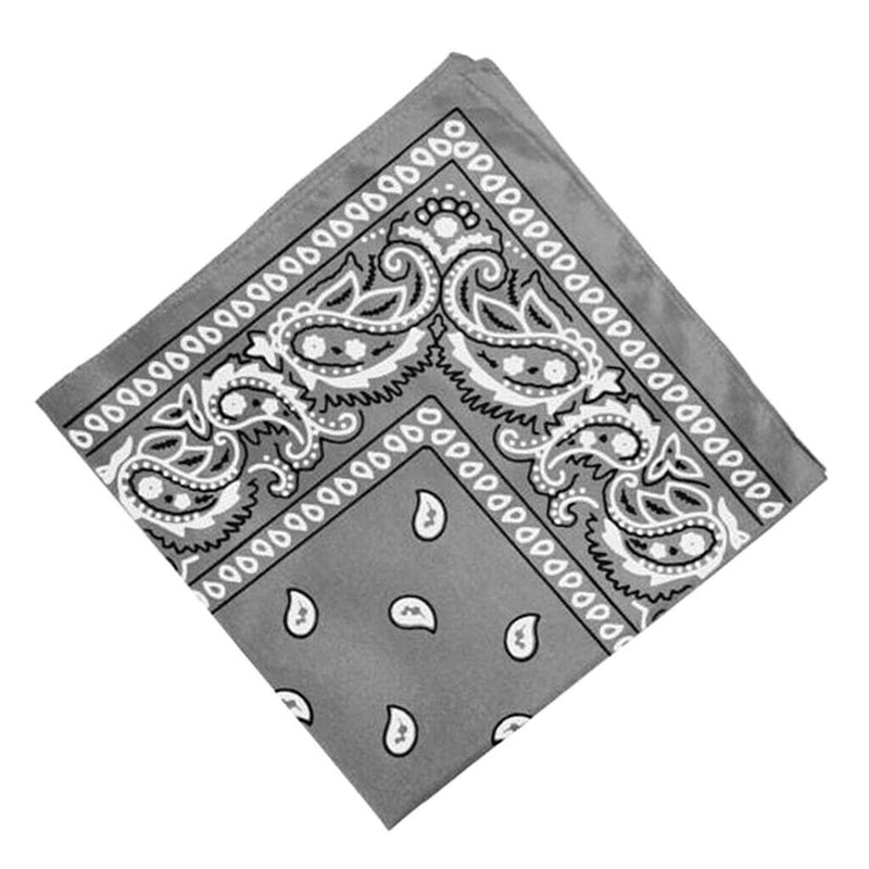 Unisex Cotton Paisley Print Cowboy Bandana Head Wrap Wristband Kerchief Gray