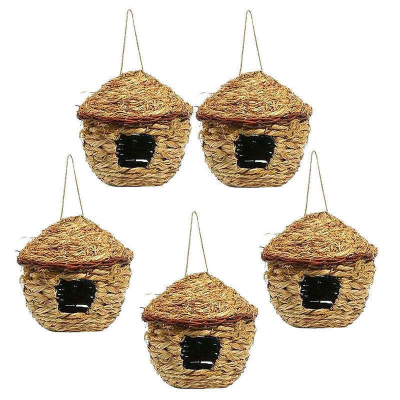5pcs Handwoven Straw Bird Nest Creative Decoration for Windowsill, Garden, Tree,
