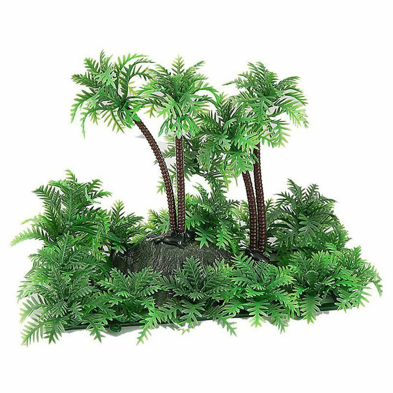 3.9 inch Height Artificial Coconut Palm Plant for Aquarium Fish Tank Green