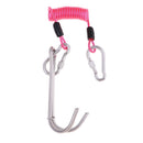 Scuba Diving Stainless Steel Dual Reef Hook & Coil Lanyard Carabiner Pink