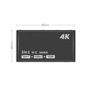 Type C Input Mini Hdmi Amplifier Switch, 1 Port USB C & 3 Ports Hdmi 4Kx2K