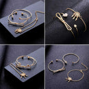 3PCS/Set Lady Heart Tie Adjustable Open Bangle Elegant Crystal Bracelets J WHY