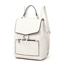 Leather Women Casual School Bags Shoulder Handbag Travel Backpacks (White)