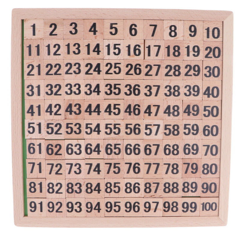 Montessori Math Education Materials - Wooden 1-100Consecutive Numbers Blocks Box