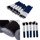 10Pcs Women Fashion Blue Makeup Blush Brush Powder Cosmetic Foundation Brush