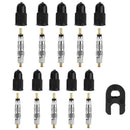 10pcs Presta Valve Cores+ 10pcs Valve Stem Caps w/ Wrench Bicycle Tool Kit