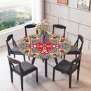 Bohemia 49" Round Elastic Tablecloth Table Cover Indoor Outdoor Dining Party