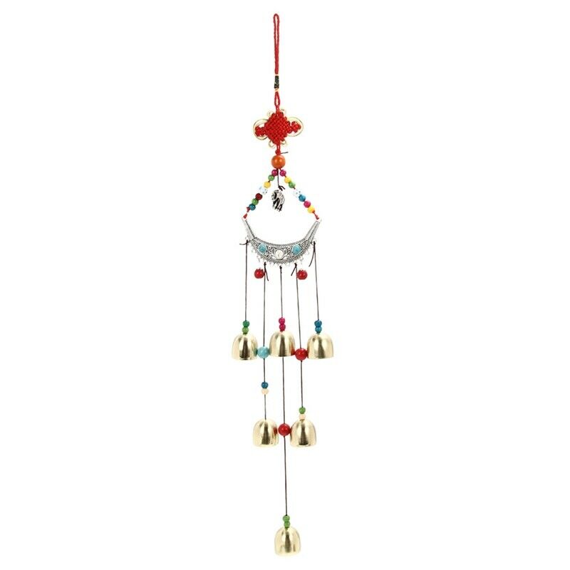 Lucky Elephant Wind Chimes Outdoor Windbell Copper Chinese Knot Beads Chris
