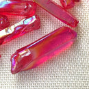 Natural Red Aura Lemurian Seed Quartz Crystal Stone Point Specimen Healing Decor