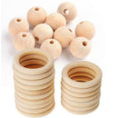 70pcs Unfinished Wooden Teether Beads Wood Baby Teething Ring DIY Jewellery