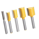 5Pcs Flush Dual Blade Woodworking Milling Cutter Router Bit -1/4'' Shank