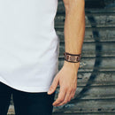 Men Weave Bangle Wide Leather Adjustable Tree of Life Bracelet (Red Copper) A