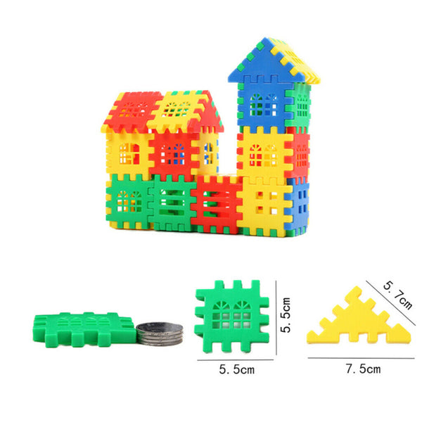 ABS Plastic House Building Bricks Stacking Blocks Set - 66 Pieces with Storage