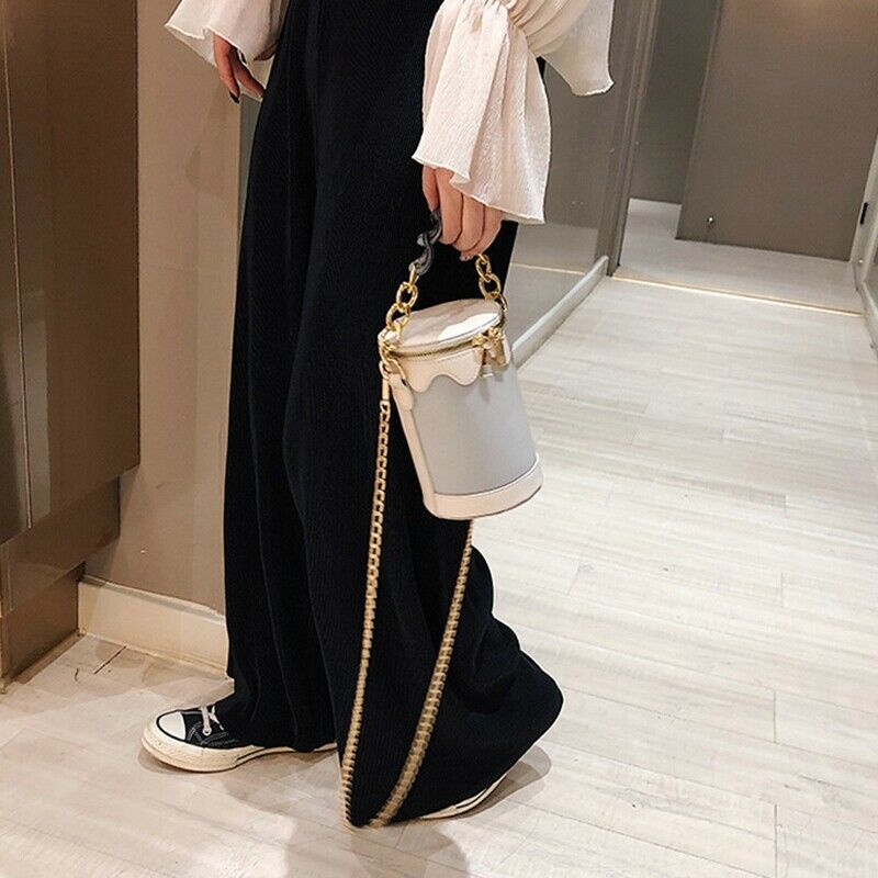 Women'S Bucket Summer Handbag New Korean Fashion Chain Small Round Bag Stit M6U5