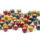 100X Flower Glaze Ceramic Bead 6MM Round Porcelain Spacer Loose Bead DIY Jewelry