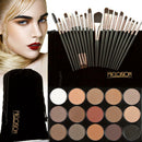 15 Colors Makeup Shimmer Matte Eyeshadow Palette+20pcs Brushes coffee