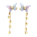 2pcs Womens Dangle Tassel Beads Hair Clip Chiffon Butterfly Hair Accessories