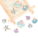 10pcs/lot Enamel Sea Starfish Shell Charms Pendant DIY Jewelry Making Findings