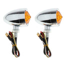 2x Motorcycle Amber Turn Signals Indicator Lights Lamp Bullet-Shaped 12V