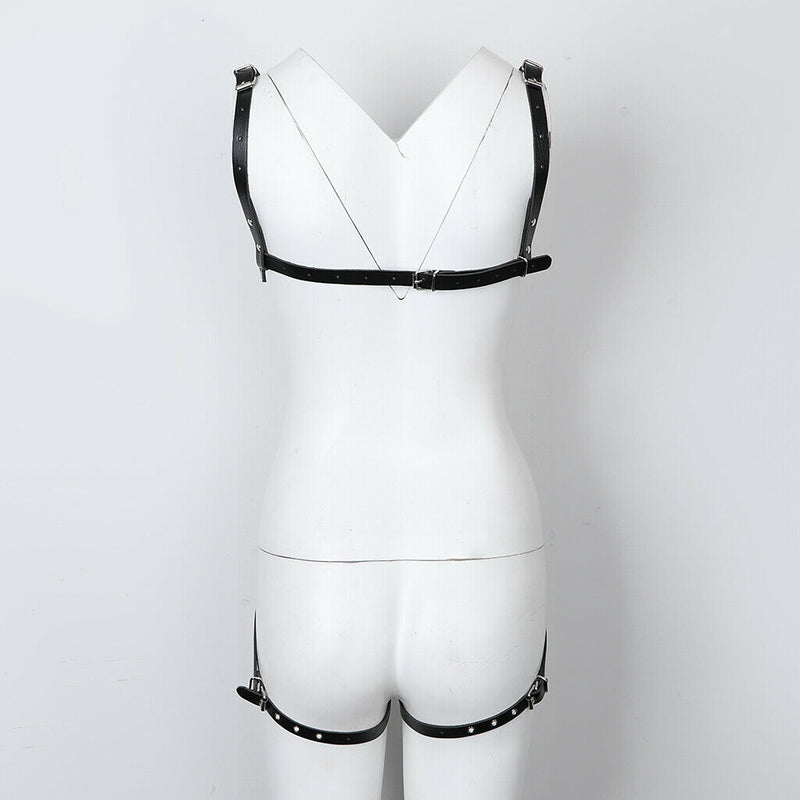 Body Chest PU Leather Adjustable Hollow Out Straps Belt Club Costumes