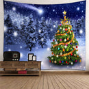 Christmas Tree Snowy Sky Wall Art Hanging Tapestry Dorm Bedspread Decor D