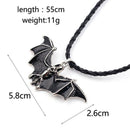 Mens Fashion Rope Enamel Pendant Halloween Vampire Bat Necklace Long Chain Black