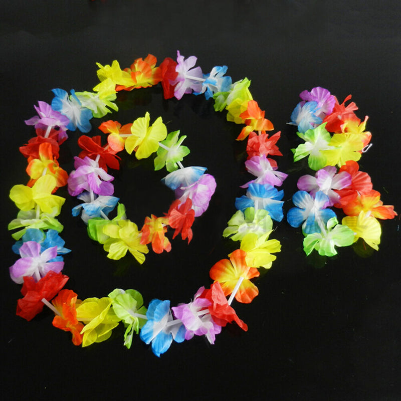 4 pcs/set Hawaiian Tropical Hula Luau Grass Dance Head Neck Wrist GarlandME