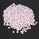 500PCs White Red Love Heart Acrylic Flat Round Beads 7mm(2/8 inch) Dia.