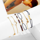 6pcs/set Star Moon Bead Love Bracelet Women Rope Chain Party Jewelry Gifts
