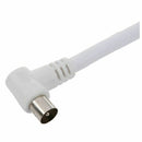White 6.6ft 9.5mm 90 Degrees Male to F type Male Coaxial TV Satellite Anten