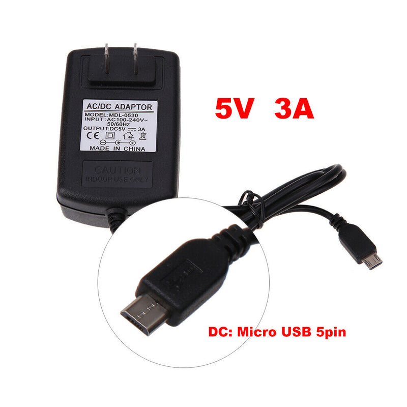 US AC to DC 5V 3A Micro USB Power Supply Adapter for Windows Android Tablet