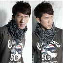 Unisex Women Men Checkered Arab Shemagh Black & White Grid Neck Keffiyeh LVV