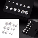 6 Pairs/Set Women's Fashion Jewelry White  Zircon CubicCrystal Ear Stud Earrings