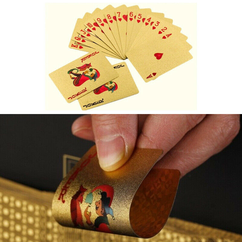 Waterproof Plastic Play Cards Poker Deck Magic Card Pvc Black Foil Golden Set