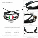 National Flags Charm Bracelet Bangles Leather Braided Rope Bracelet Beads W R2V1