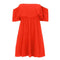 Plus Size Off Shoulder Boat Neck Women Dress Frill Pure Color Dresses (XL)