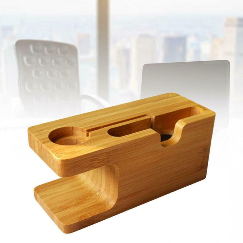 Bamboo Charging Dock Station Charger Holder Mobile Phone Bamboo Stand