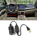1pc Black USB Port 5V To 12V Car Female Socket Converter Adapter Cable Cord