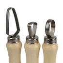 Metal + wood Thick Handle Flat Wire Cutter Clay Pottery Sculpting Tool Set
